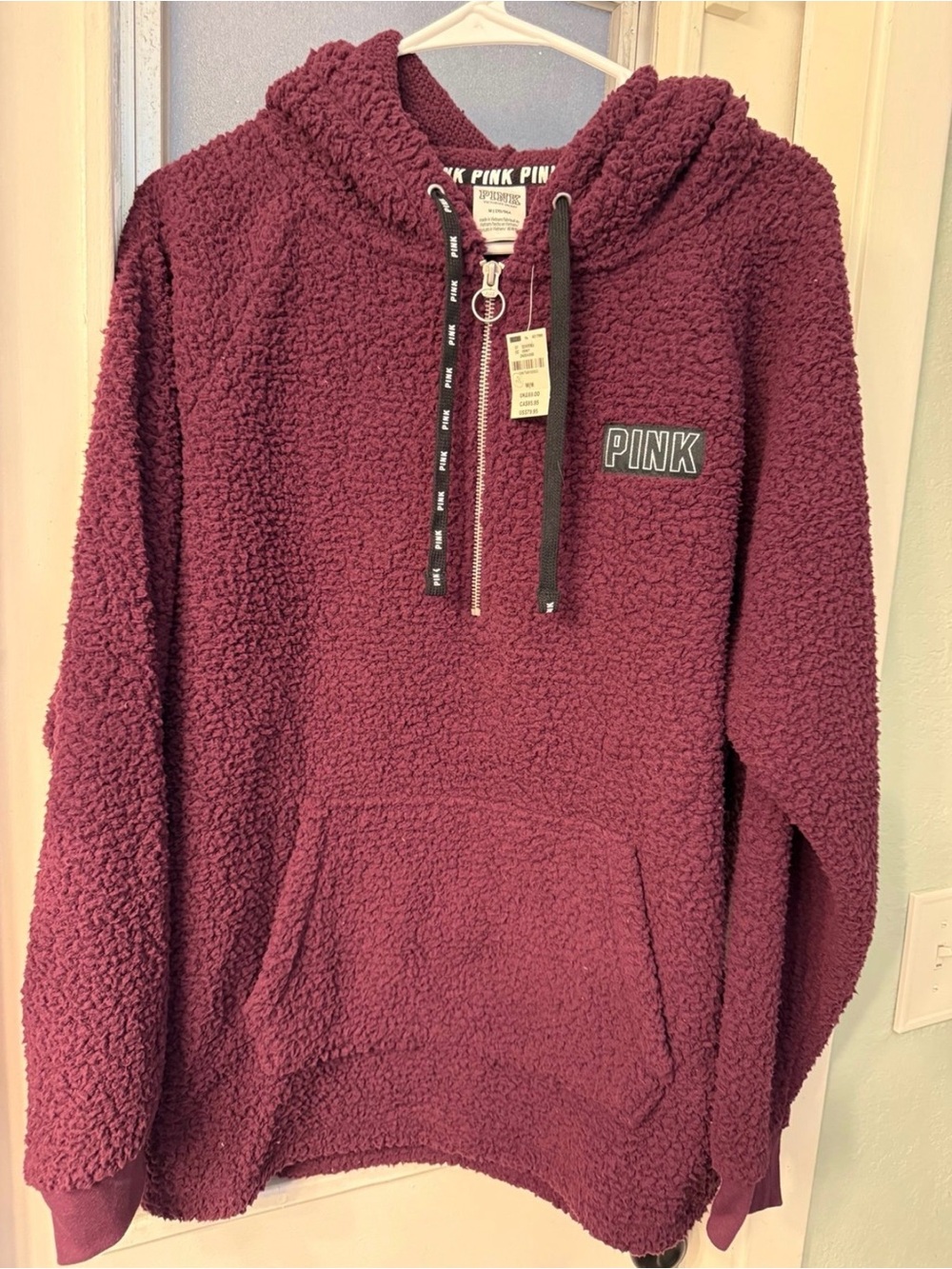 PINK Victoria's Secret Plush Sherpa Hoodie - Deep Wine